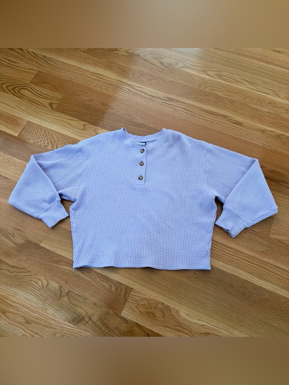 Light Lavender Waffle Henley Top